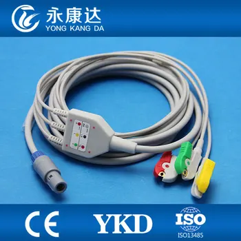 

Biolight 6pin one-piece 3-lead patient monitor ECG cable with IEC clip for Spur,free shipping