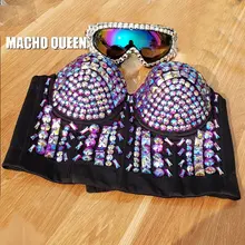 Голографические переливающиеся Стразы Бюстье Топ Burning Man очки костюмы одежда фестивальный рейв одежда наряды