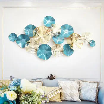 

Luxury Modern Wrought Iron 3D Stereo Metal Lotus Leaf Mural Craft Wall Decoration Sofa Background Wall Hanging Ornament Pattern