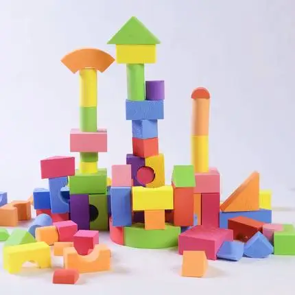 

100 PCS Baby Colorful Blocks Matching Sorting EVA Safe Educational Toy Geometry Shape Training Box Building Blocks Exercise