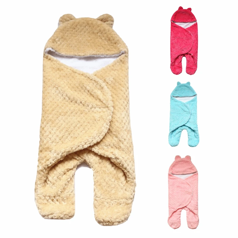 Baby Blanket Envelope Swaddle Winter Wrap Coral Fleece Newborn Blanket