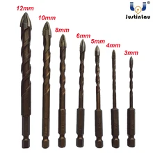 Justinlau 7 шт./компл. крест шестигранные плитки биты Стекло Керамика бетона Расширитель отверстий сплав треугольное сверло Размеры 3/4/5/6/8/10/12 мм