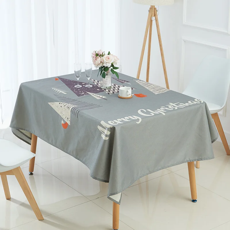 

New Christmas tablecloths Encrypted linen waterproof tablecloths Home coffee table cloths Christmas gifts table cloth round
