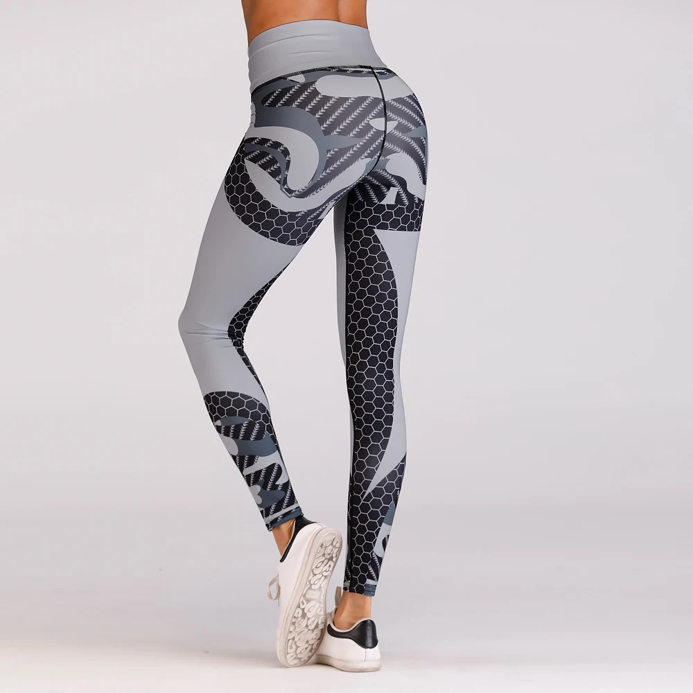 Hot Sales! Mesh Pattern Print Leggings Women Fitness Leggings Elastic