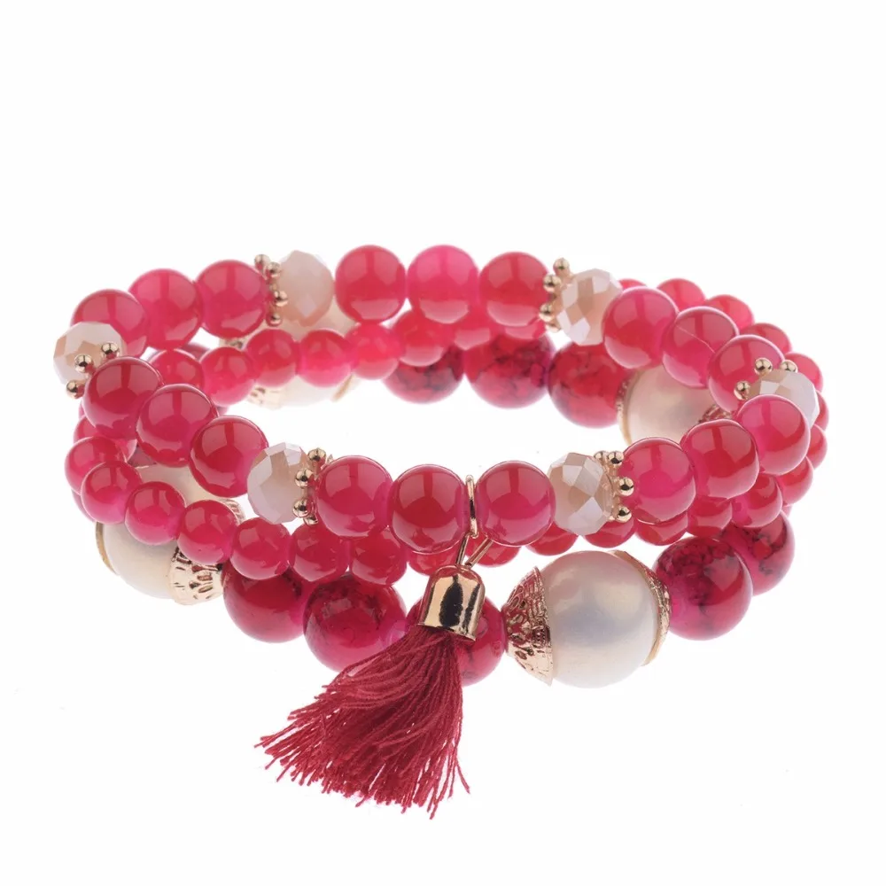 NEW Spring Summer Fashion Womens Bracelet Set 3Pcs//Lot Charm Beads Bracelet Jewelry For Ladies HXB002