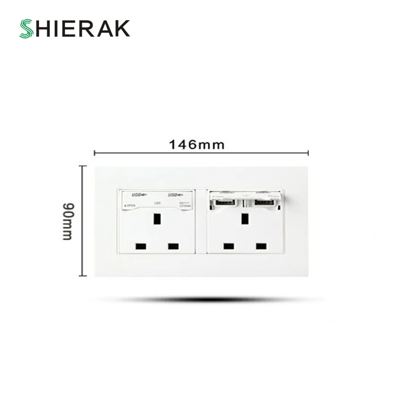 SHIERAK 86 UK standard Hong Kong 3 hole электрическая розетка Dual 13A британская с двумя usb