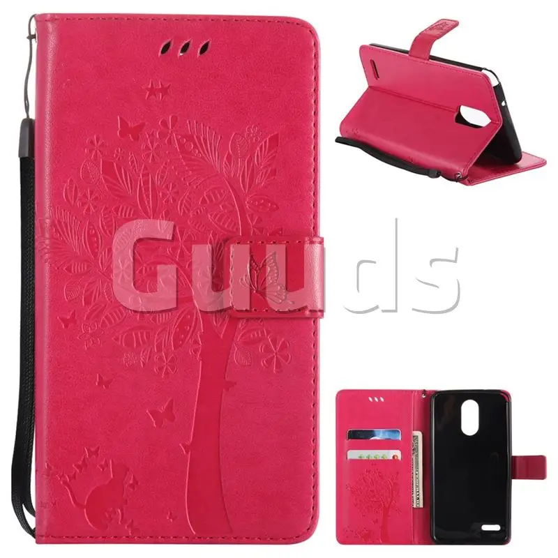 Embossing Butterfly Tree Leather Wallet Case for LG Stylo 3 Plus / Stylus 3 Plus - Rose