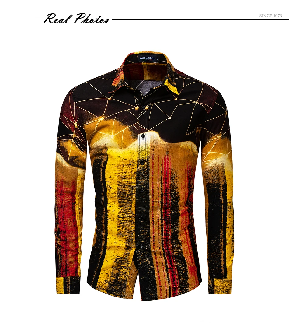 Fredd Marshall, новинка, модные мужские рубашки в стиле хип-хоп, приталенная гавайская рубашка с длинным рукавом, Повседневная Уличная Мужская рубашка с 3D принтом 30