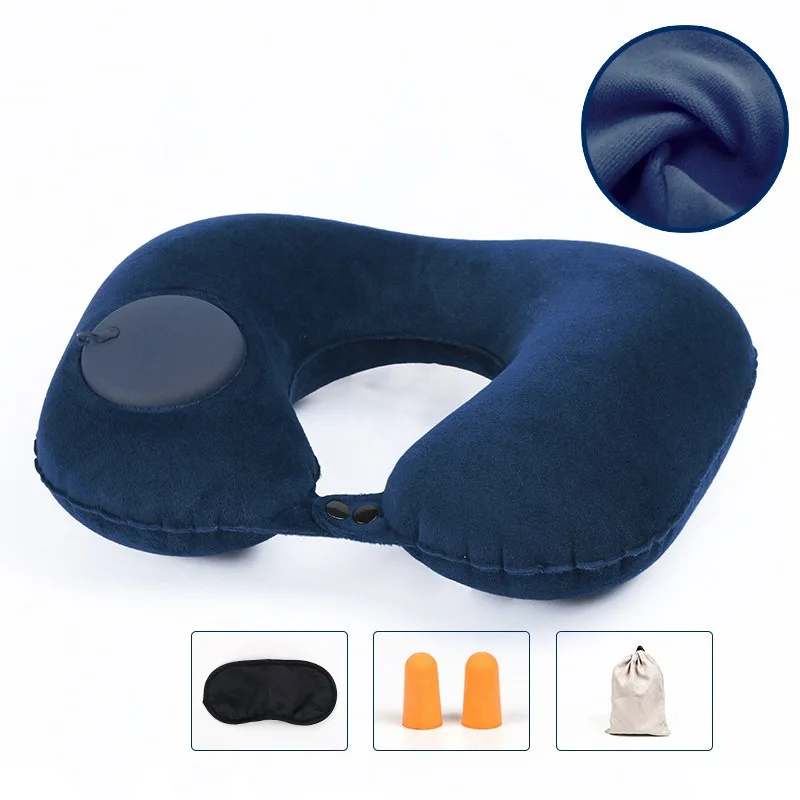 U Shape Automatic Inflatable Travel Pillow Neck Pillow Headrest Folding