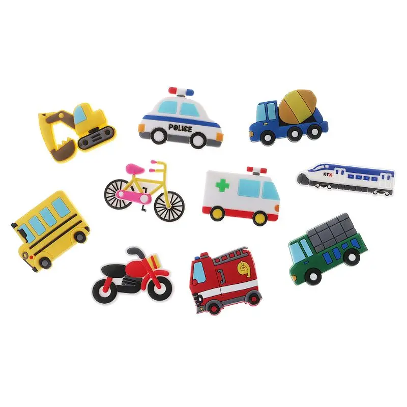 

10pcs Silicone Creative Car Design Deocr For Kids Small Size Silicon DIY Refrigerator Sticker Decor