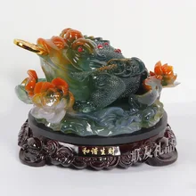 Имитация смолы черная Нефритовая поделка, Жаба приносящая удачу, домашние украшения, деловые подарки, дерево, капуста