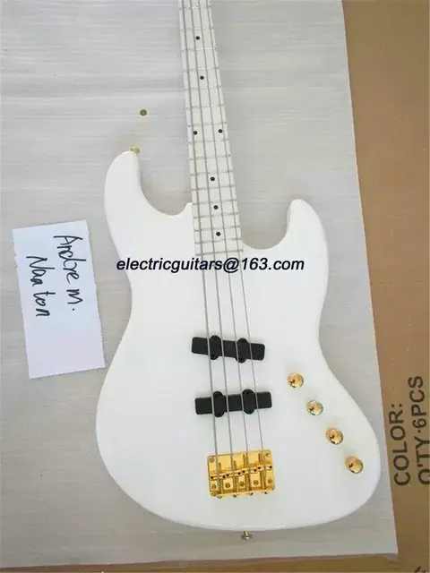 Cheap white 4 String Electric Bass Guitar,5 string bass guitar left hand bass guitar avaliable 4 string Bass Guitar right hand also