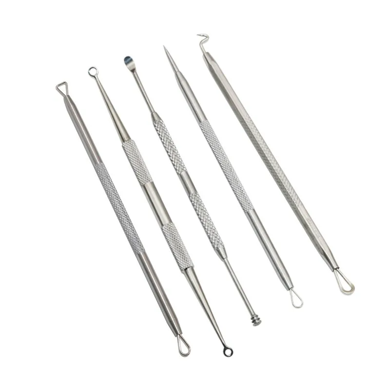 

5pcs/Box Best Blackhead Extractor Tool Set Stainless Acne Needle Pimple Tweezers Blackhead and Comedone Acne Extractor ear care