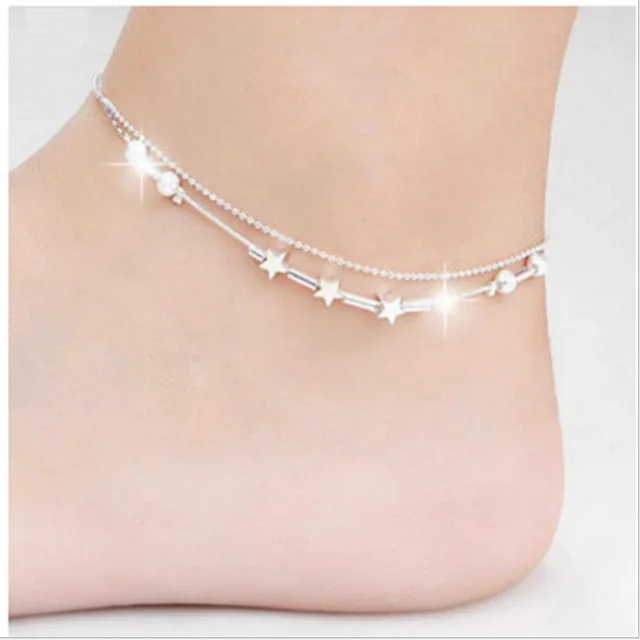 Fashion 925 Sterling Silver Anklet fine Jewelry Simple Foot Chain For