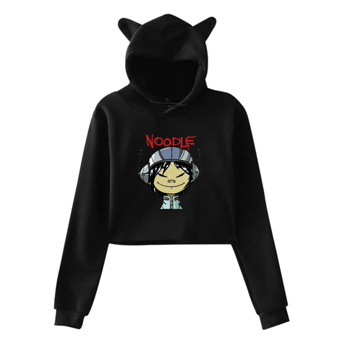 SAMCUSTOM Gorillaz группа 3d принт Женская кошка уха мидриф с длинным рукавом Толстовка сексуальная девушка досуг Толстовка пуловер с капюшоном - Цвет: Серый