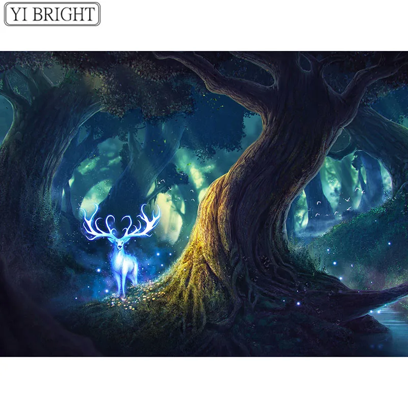 

5D DIY Full Square Diamond Painting Cross Stitch Elk in the forest 3D Diamond Embroidery Rhinestone Mosaic Home Decoration