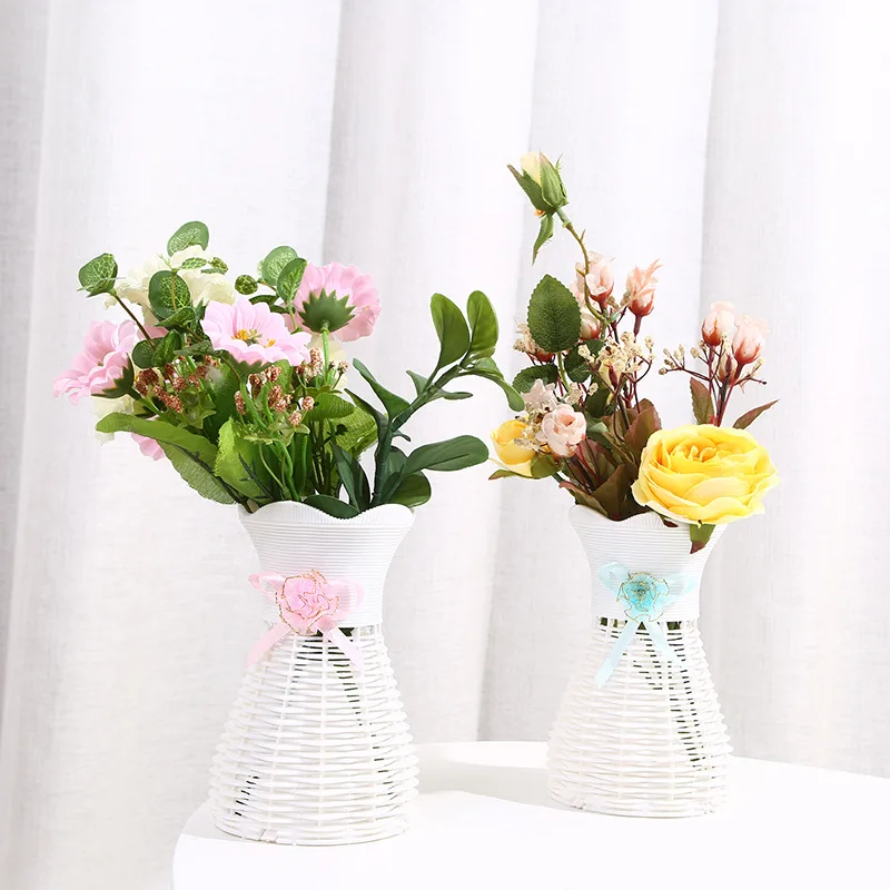 Пластиковая ваза из ротанга для домашнего декора, корзина для цветов, корзина из ротанга, украшение для свадебного стола, ваза для цветов, свадебная ваза