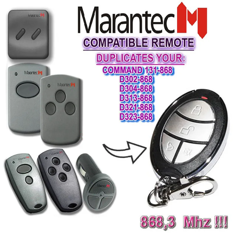 

Remote for Marantec D302-868,D304-868,D313-868,D321-868,D323-868 duplicator remote 868mhz.