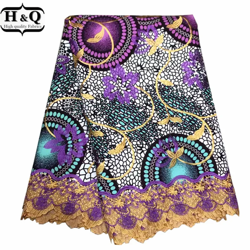 

Hot 100% Cotton African Print Wax Lace Fabric 6 Yards/Piece Fashion Embroidered Lace High Quality Dutch Wax Lace For Party Dress