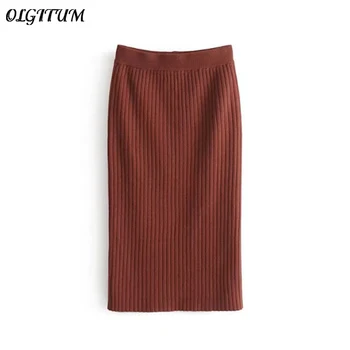 

Oversized elastic knit skirt 2019 Spring/Autumn women Solid Color Skirt Sexy High waist Knit Skirt High quality fashion skirt