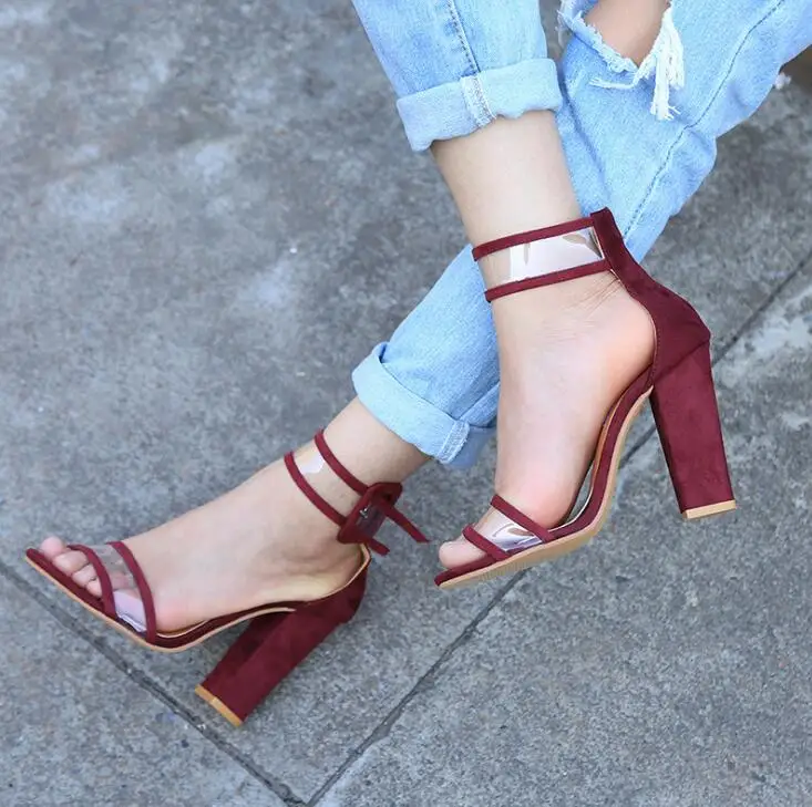 leather chunky heel sandals