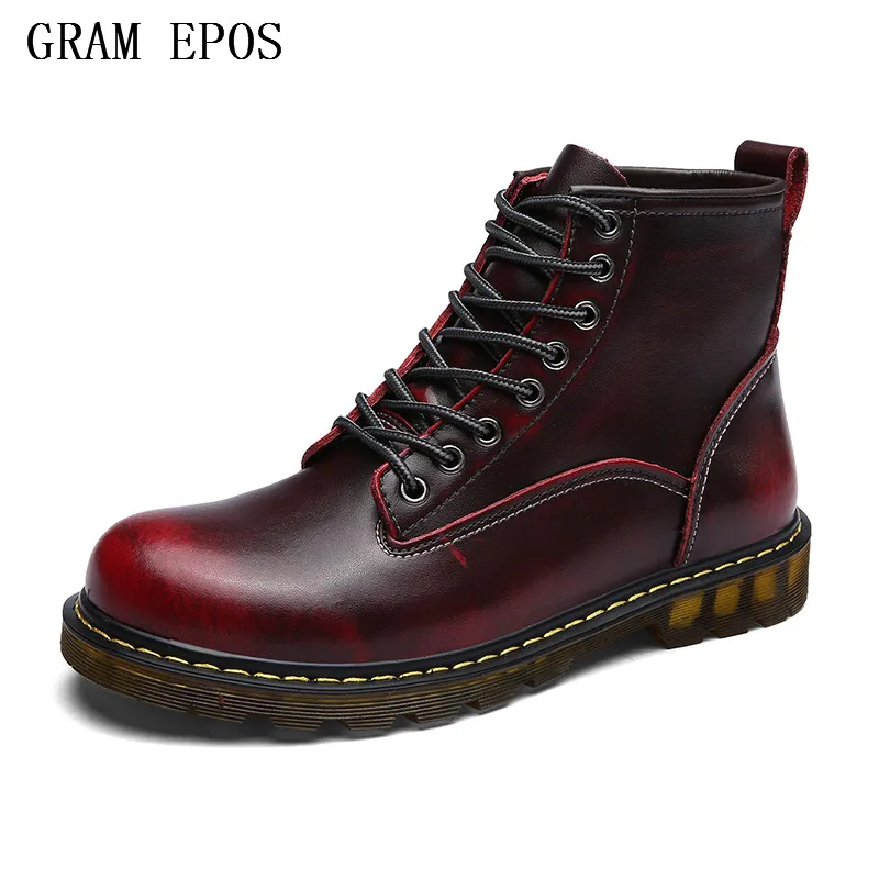 GRAM EPOS/Новинка; модные мужские Ботильоны; сезон зима-осень; Мужские ботинки в байкерском стиле; мужские ботинки; зимние ботинки; оксфорды; обувь для влюбленных пар - Цвет: Красный