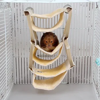 5 layers Hammock Pet Hamster Rat Parrot Ferret Hamster Hanging Bed Cushion hamster House Cage accessories for hamsters 2