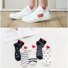 1 пара, женские носки с красными сердечками, Милые простые базовые забавные женские носки, теплые удобные хлопковые носки хараюку на весну и лето