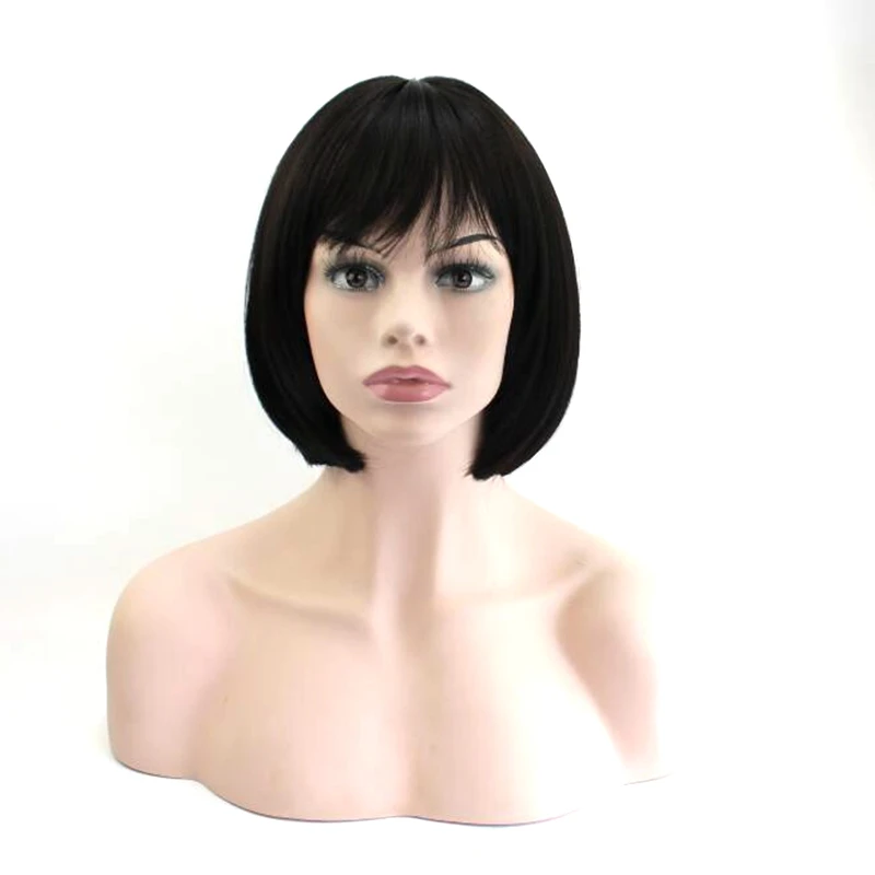 

JOY&BEAUTY Hair Silky Straight Synthetic Short Straight Wigs High Temperature Fiber Ultra-thin bangs Women Wig Long 30cm