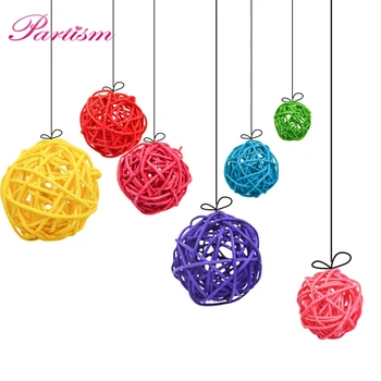

20PCS 2CM Mutil Colors Rattan Ball Round Sepak Takraw For Christmas Birthday Party & Home Wedding Party Decoration