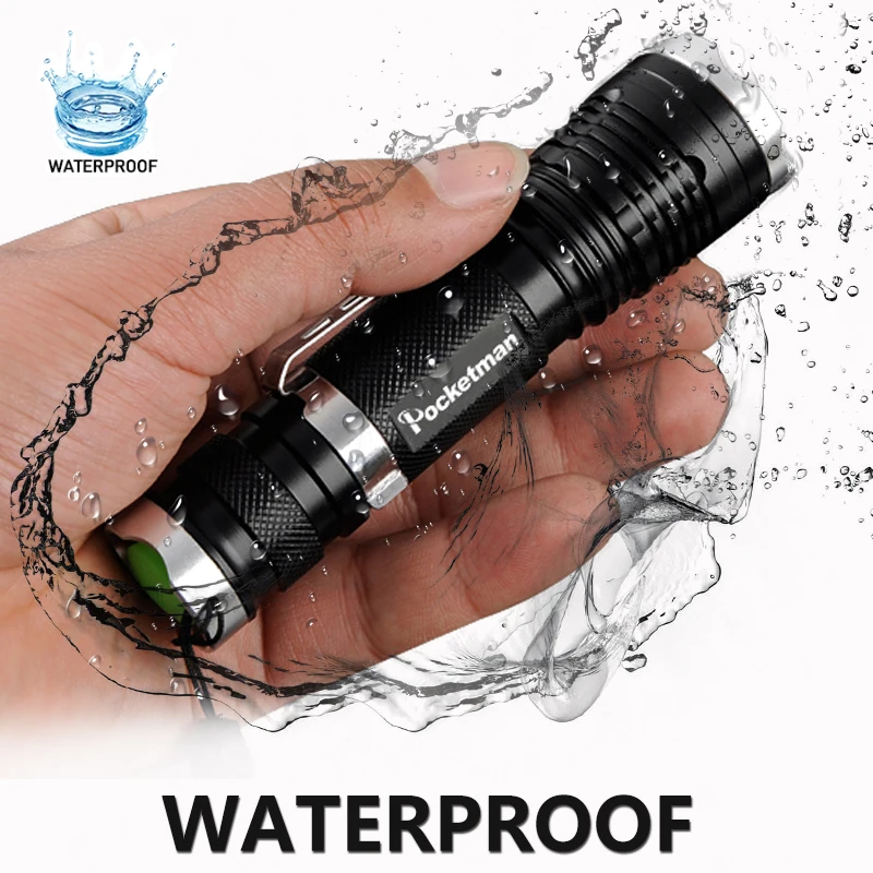  Powerfull XML-T6 Powerful LED Flashlight Waterproof 5 Modes Zoomable Flash light Belt Clip LED Totc