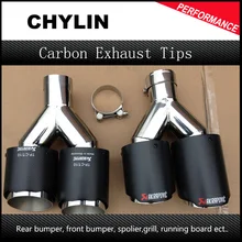 2PCS: 63mm Inlet 89mm Outlet Stainless Steel Car Exhaust Tip Akrapovic Carbon Fiber Exhaust Muffler Dual Tips for any cars