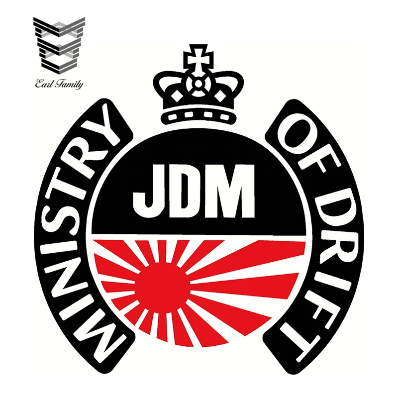 

EARLFAMILY 12cm X 12cm Ministry of Drift with JDM Rising Sun Decal Car Stickers Car Styling Waterproof Auto Motor Decor Graphics