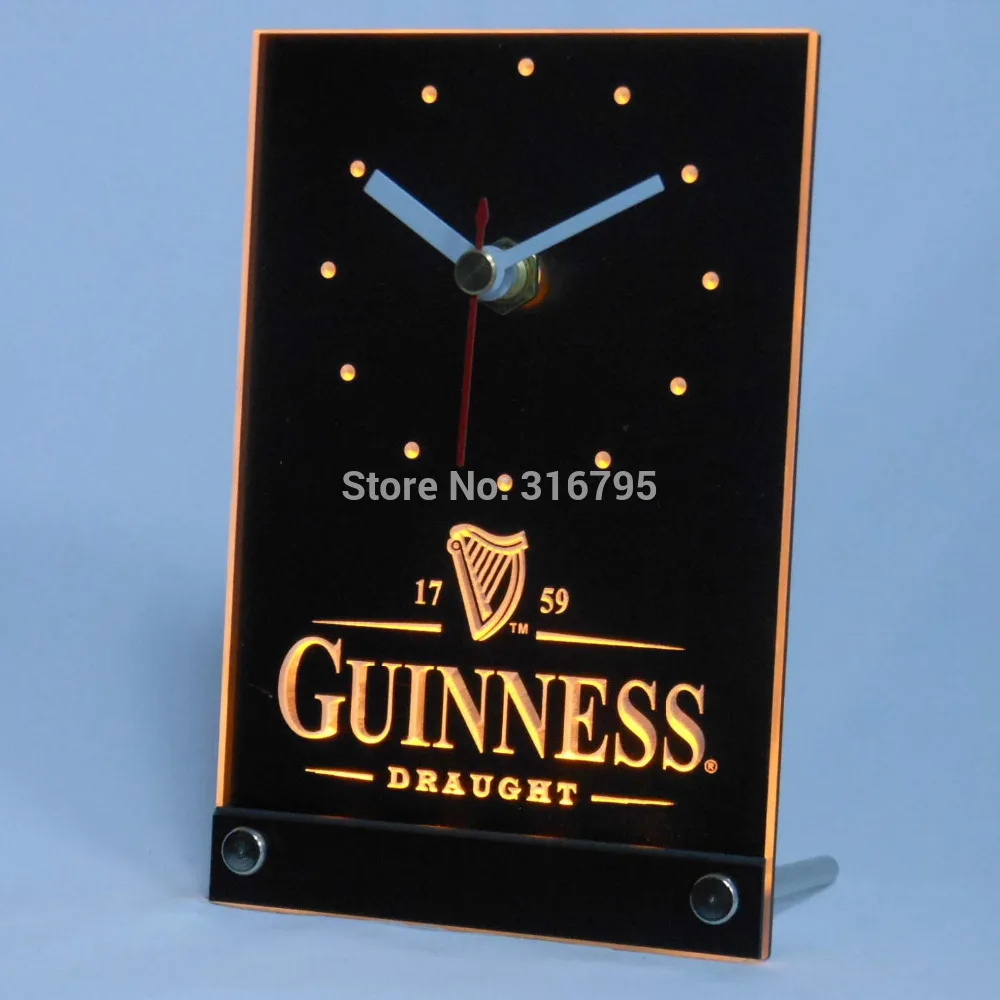 tnc0090 Guinness Beer Ale 3D LED Table Desk Clockin Wall Clocks from