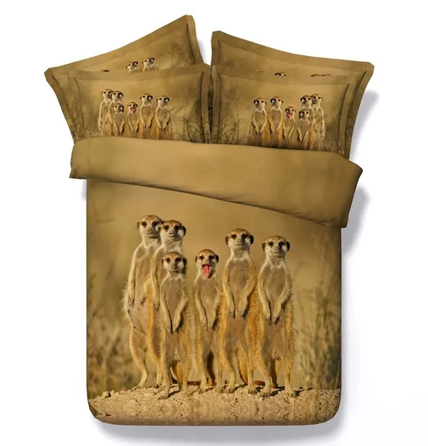 3D Cute comforter sets Animal Meerkat bedding duvet cover bed sheet