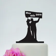На заказ Дата Жених и невеста свадебный торт Топпер, пара поцелуев силуэт торт Топпер, мистер и миссис Свадебные украшения Поставки
