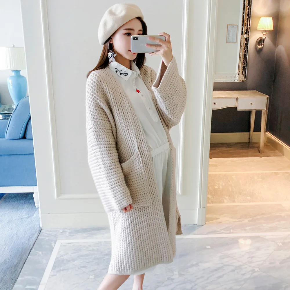

Pregnant women wear loose large size cardigan 2018 autumn and winter new fashion solid color temperament maternity dress