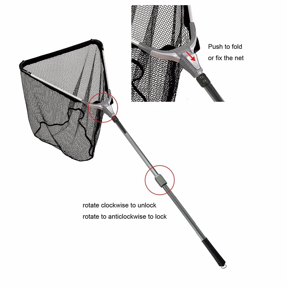 

Aventik 150cm Triangular Folding Aluminum Carp Fishing Landing Net 2 Sections Extending Pole Handle Fishing Net