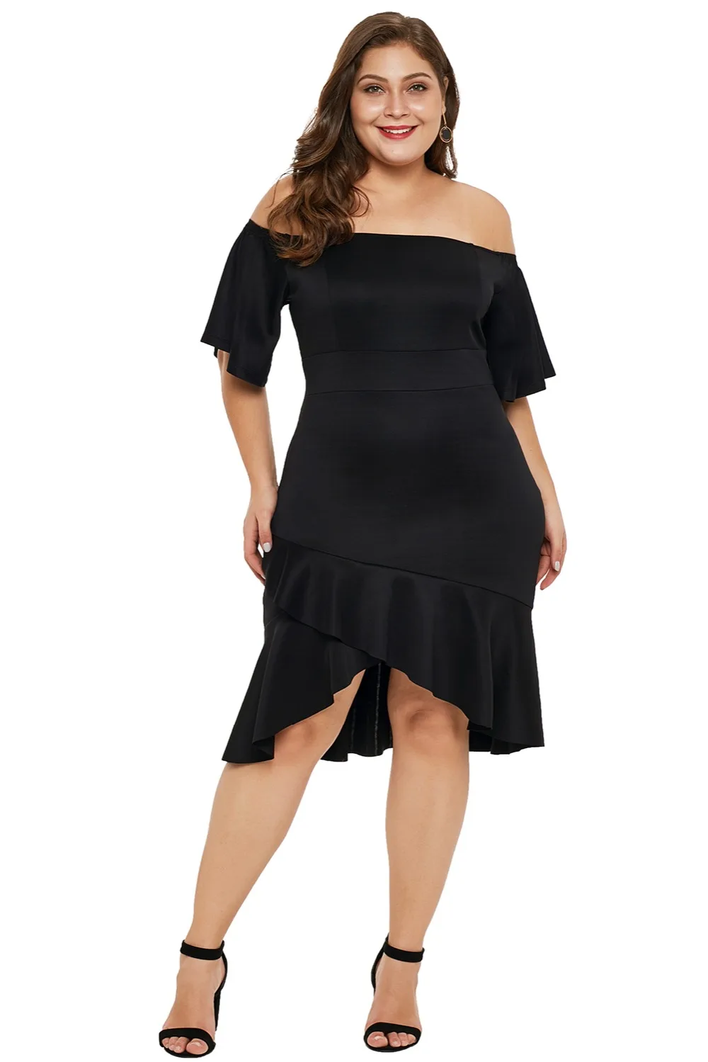 Black-Off-Shoulder-Plus-Size-Dress-with-Ruffles-LC220537-2-1