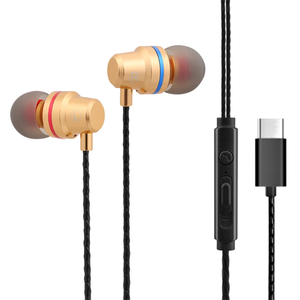 

USB Type-C earphone In-Ear Wired Metal Earphones USB-C Earphone Earbuds In-line Control for Xiaomi 6 Note 3 MIX 2 Letv ect