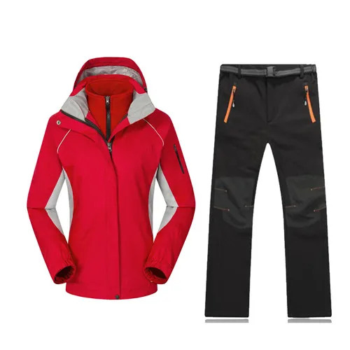 Зимний и весенний женский спортивный костюм stormwear, ветронепроницаемый, водонепроницаемый, Термальный, для альпинизма, катания на лыжах, путешествий и циклин - Цвет: Красный