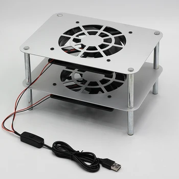 

Space aluminum multi-layer desktop router rack with USB 12cm silent cooling fan, TV set-top box, office computer storage rack