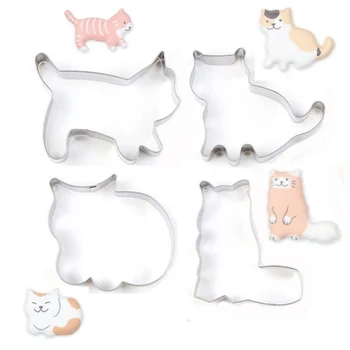 

4pcs/set New Cat Shape Stainless Steel cookie cutters Fondant sugarcraft Tools Biscuits mould Bakeware