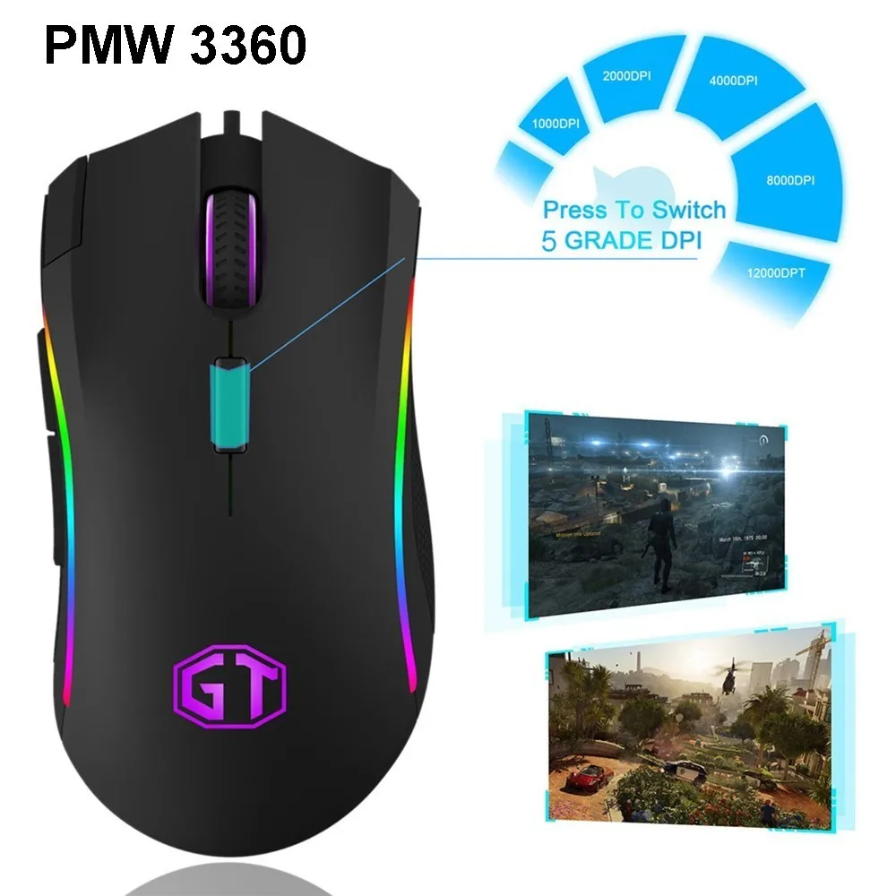 Игровая компьютерная мышь Delux M625 PMW3360 RGB эргономичный проводной оптический usb