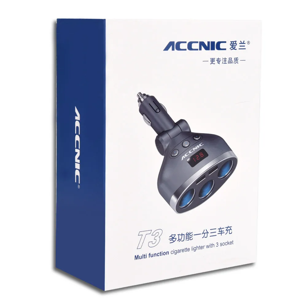 ACCNIC 3 гнезда 1А/2.4A ABS Мини двойной USB зарядка светодиодный дисплей 12 v-24 v Автомобильное зарядное устройство для iPhone 7 8 Plus samsung 56