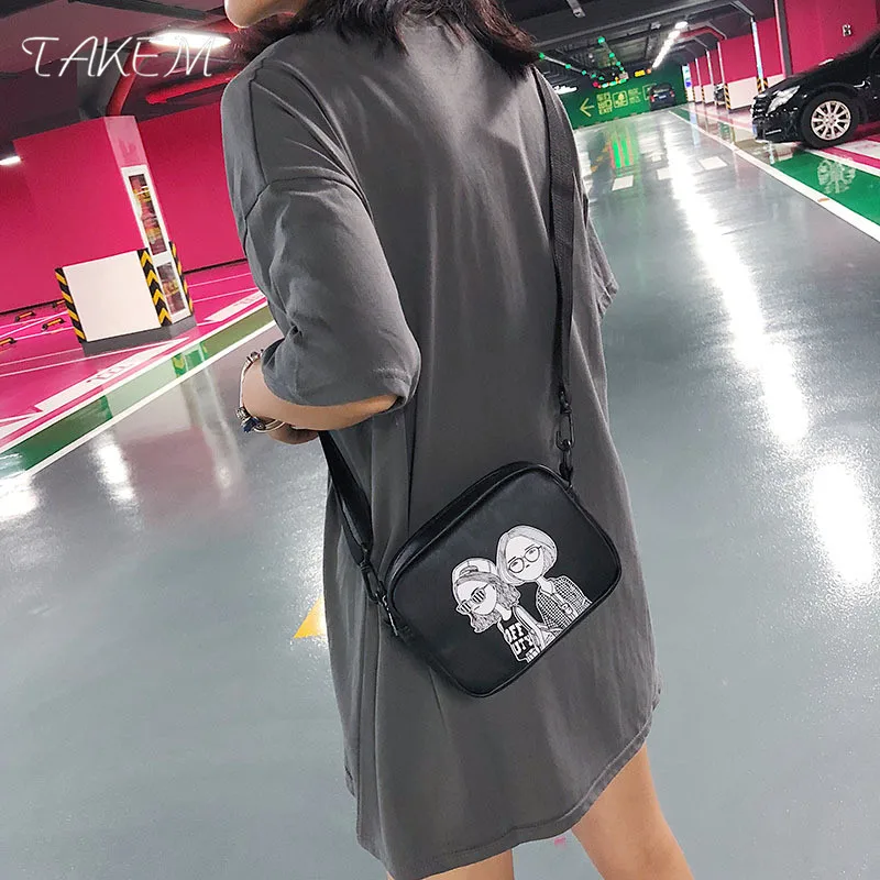 

TAKEM New women's fashion shoulder bag stylish and beautiful messenger clutch bag high-purity PU women's Cartoon print girl bag