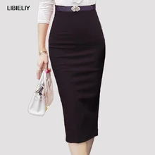 Хорошая поп распродажа, Женская юбка OL, женская тонкая Облегающая Юбка До Колена с завышенной талией, прямые юбки-карандаш, большие размеры, S-7XL