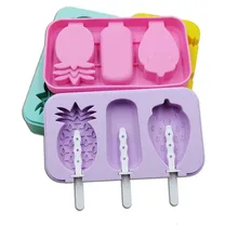 Силиконовые формы для фруктового льда 3-полости забавные формочки для льда в виде фруктового льда для мороженого DIY Конфета Шоколад Мыло желе Пресс-формы с крышкой