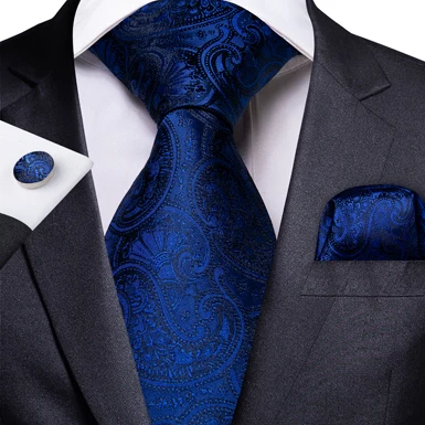 SJT-1435 DiBanGu Роскошный Синий Флора lMen Галстук Свадебная деловая вечеринка галстук набор Шелковый галстук, шейный платок и запонки галстук - Цвет: SJT-1435