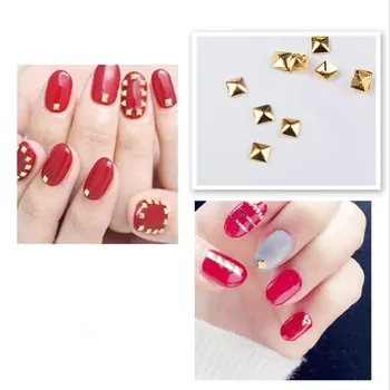 

KESMALL 10 Box/Set Gold Rivet Nail Studs Metallic Nail Art Decoration Round Square Triangle Mixed Accessories in Wheel CO940